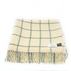 100% Wool Blanket/Throw/Rug Cream with Green Overcheck